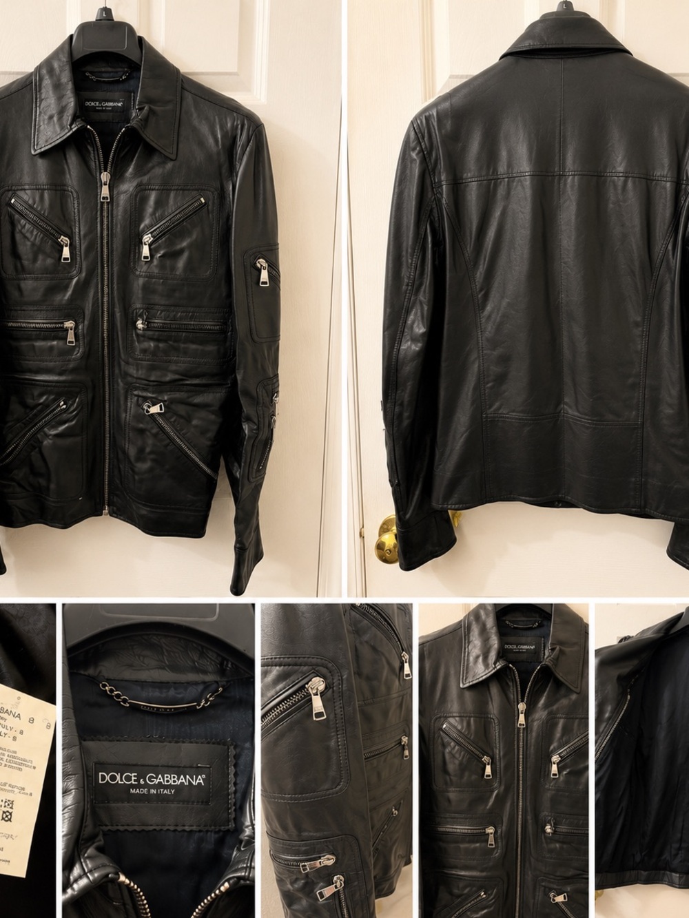 Dolce & Gabbana Black Leather Multi-Zip Biker Jacket